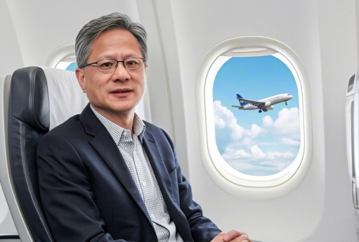 黄仁勋专机抵达台北