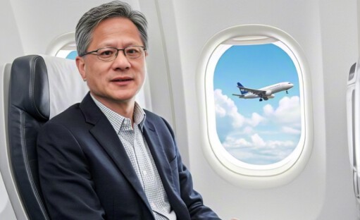 黄仁勋专机抵达台北