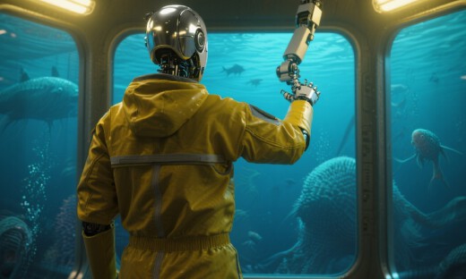 专用机器人拍了拍人形机器人“兄弟让一让，我要上桌吃饭。”