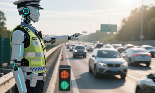 世界首台机器人“交警”亮相外滩，上海警方称还在训练阶段、未正式投入使用